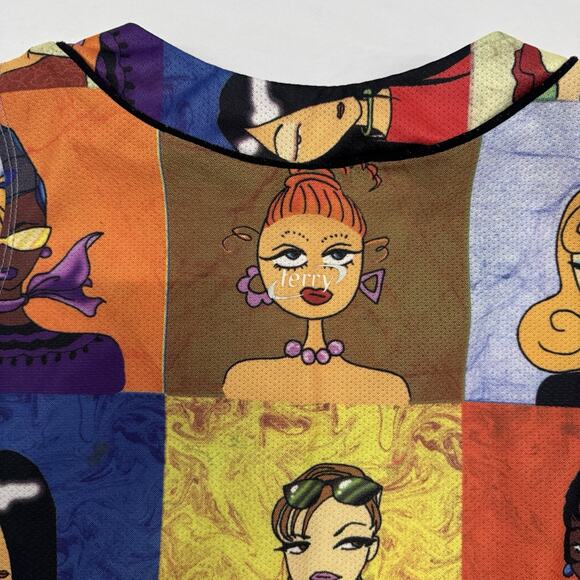 Vtg Y2K Euro Style Tank Top AOP Curly Girly Graphic Women Paris Art To Wear RARE - Picture 8 of 10